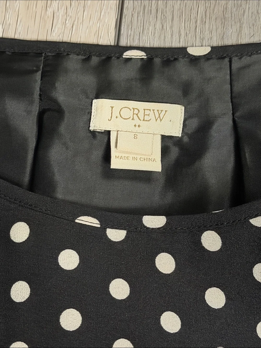 J. Crew Black Dress with White Polka Dots, Long Sleeve